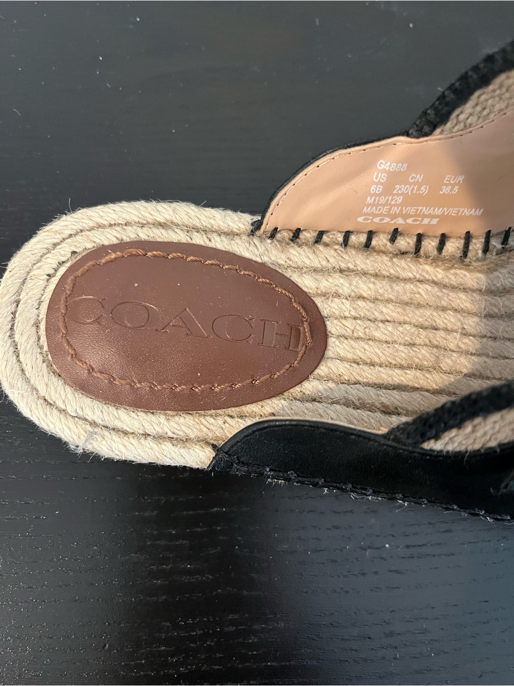 Like New Coach Espadrille Sandals in Black and Natural - Size 6 - Picture 4 of 6